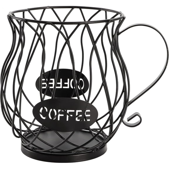 Coffee Pod Holder, Coffee Capsule Basket for Counter Table Bar, Metal Espresso Pod Keeper Storage for Home Cafe Hotel, Black