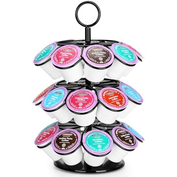Coffee Pod Holder, Coffee Pod Carousel Holder Organizer(27 Pods, Kitchen Detachable Organizer for Countertop, Spins 360-Degrees Carousel