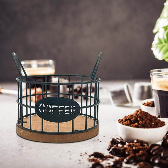 Coffee Pod Holder for Counter, K Cup Holders Coffee Pods Storage Organizer,Large Capacity Coffee Bar Basket with Wooden Base for Kitchen Office Desktop