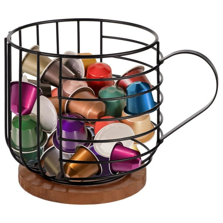 timcorr Coffee Pod Holder for Counter Large Capacity K Cup Holders Coffee Pods Storage Black Metal Wire Coffee Bar Basket Organizer Decor Coffee Pod Basket
