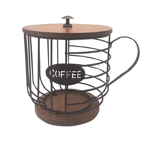 Coffee Pod Holder Large Capacity Coffee Filter Holder With Wood Lid And Base Retro Coffee Pod Coffee Pod Organizer Coffee Station Organizer Coffee Bar Accessories For Home