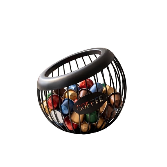 Coffee Pod Holder, Single-Serve Pod Holders for Counter, Coffee Bar Accessories & Decor, Large Capacity Pod Organizer, Coffee Station Organizer, Metal Pods Storage (Black)