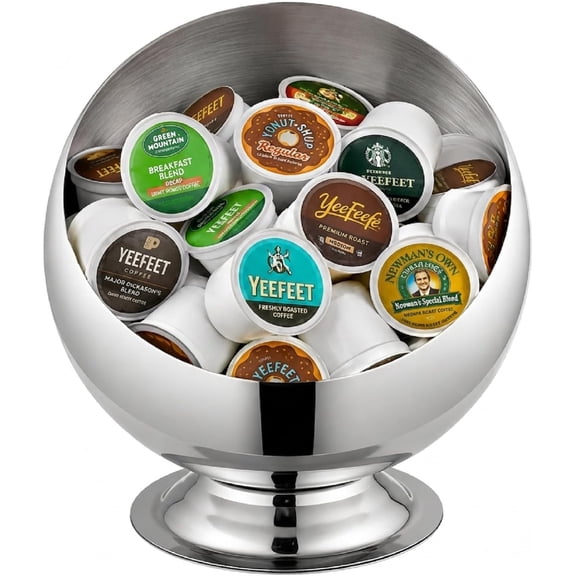 Coffee Pod Holder for Countertop, Stainless Steel Coffee Pod Basket Storage for K Cups, Nespresso Pods, Bartesian Capsule