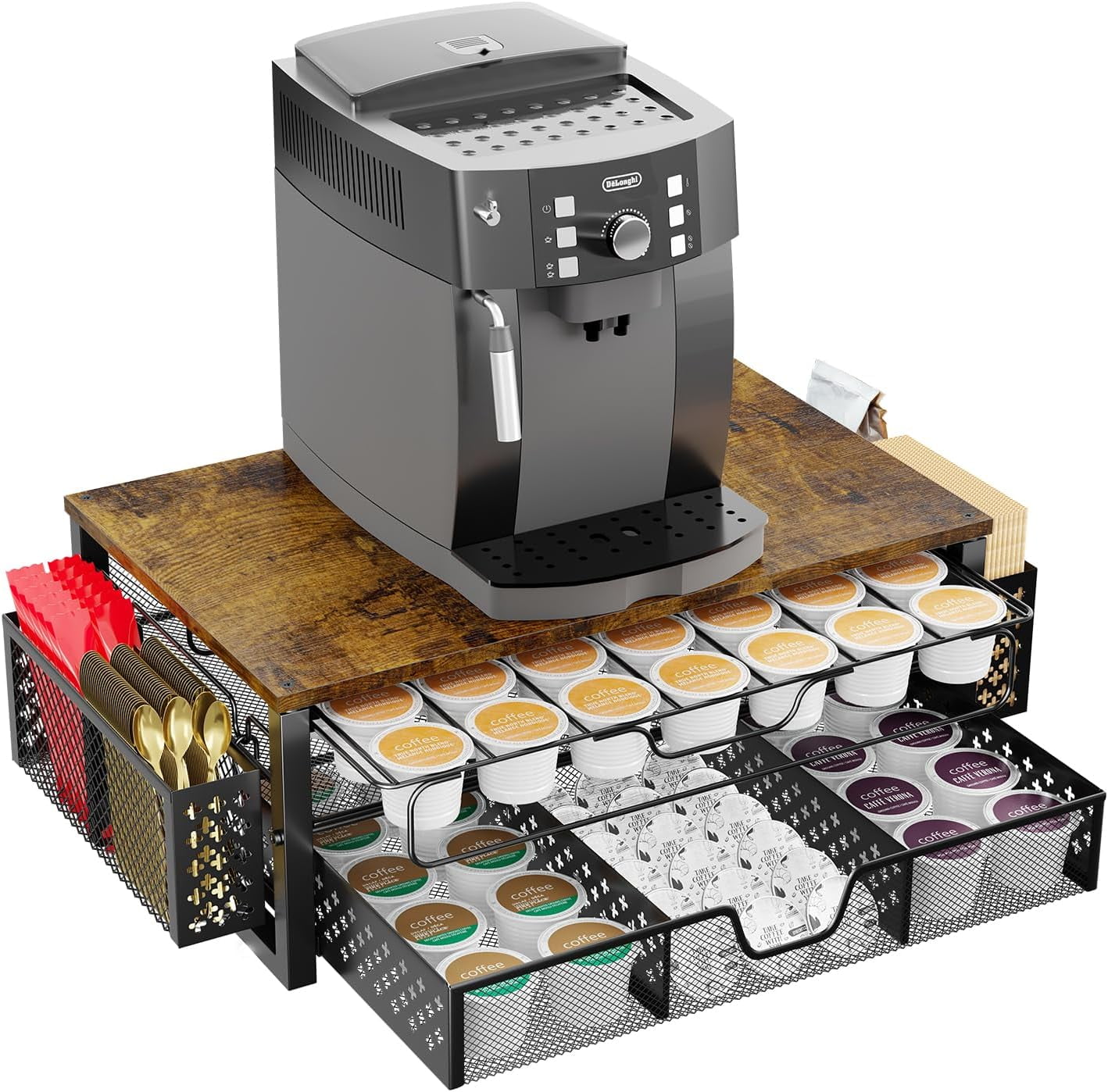 KJKVIVH Coffee Pod Holder – Steel & Resin Storage Rack For K-Cups & Espresso Pods