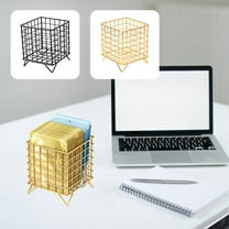 Coffee Pod Organizer Basket | Iron Mesh Coffee Capsule Holder | Black Gold Storage Container | 1pc | 6.3x5.31in | Countertop Bar Home Office | Snack Tea Bag Sugar Storage