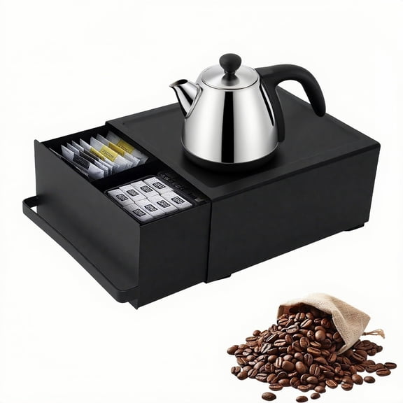 Coffee Pod Organizer Storage Box with Drawer, Space Saving Under-Appliance Storage Holder for Countertop for Kettle, Coffee Makers, Mixers, Sugar, Tea Bags, Coffee Pod Y101