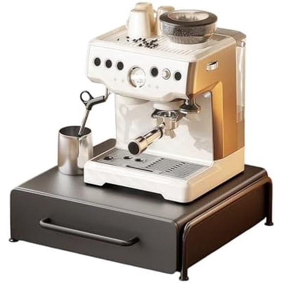 Coffee Pod Organizer Storage Drawer with Slider Tray Cups Holder Countertop Coffee Machine Stand, Metal, 12.99"L * 13.78"W * 3.35"H, Black$$Home Decor, Kitchen, & Other