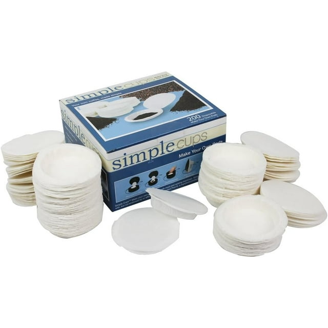 Simple Cups Coffee Pod Replacement Filters - 200 Pack, Make Your Own Pods For Pod Brewers