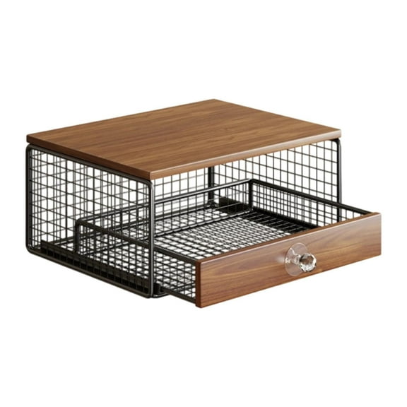 Coffee Pod Storage Drawer Coffee Maker Stand Capsule Organizer Wooden Iron Material for Home or Office