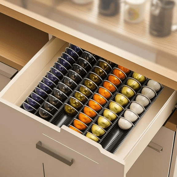 Coffee Pod Storage Drawer Insert for Countertop, Compatible with Vertuoline Capsules, Holds Nespresso Pods for Home, Office, or Coffee Station Organization (3-Pack)