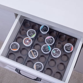 20 K Cup Holders,Coffee Pod Drawer Organizer Premium Plastic Tray With Non-slip Mat 2pcs