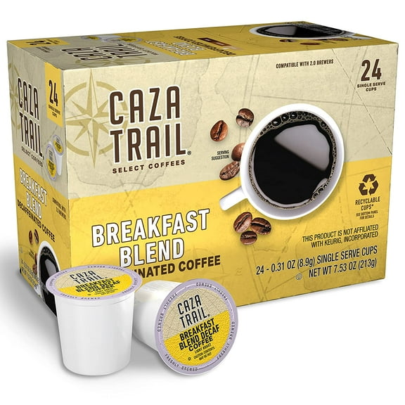 Coffee Pods, Decaf Breakfast Blend, Single Serve (Pack of 24) (Packaging May Vary)