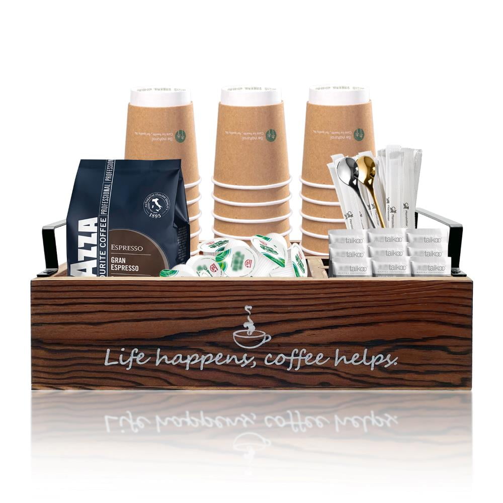 Coffee Pods Holder with Handles Real Wood Coffee Pods Storage Caddy