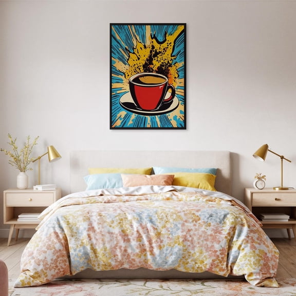 Coffee Pop Art Wall Retro Comic Style With Bold Splash Energetic Kitchen Lovers Or Cafes Design1 Unframed Paper Print