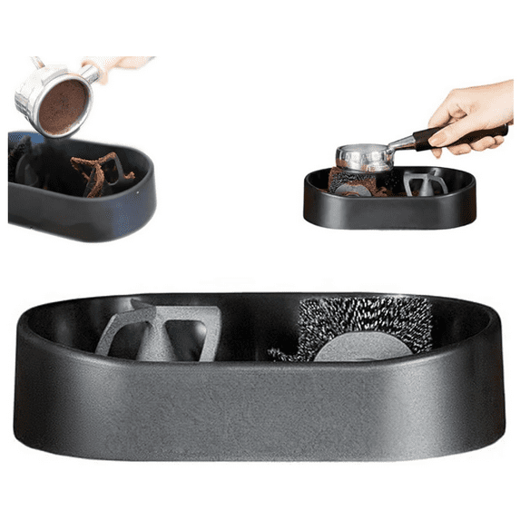 Coffee Portafilter Cleaning Kit, Complete Coffee Portafilter Stiff Cleaning Accessories Kit Tools with Grounds Catcher & Cleaning Brush for 51/53/58mm, Suitable for Baristas & Cafes