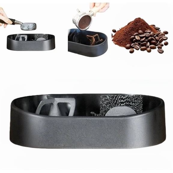 Coffee Portafilter Cleaning Kit, Electric Automatic Knock Box Cleaner, Professional Premium Espresso Clean Stable Holder, Deep-Clean Brush & Anti-Spill Grounds Tray for 51/53/58mm Machines(1PCS)