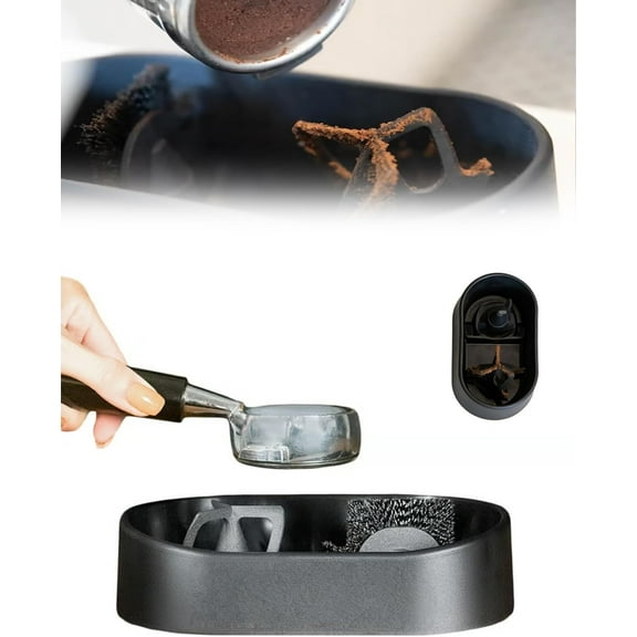 Coffee Portafilter Cleaning Kit, Espresso Machine Clean Set, Include Brush＆holder, Professional Café Grounds Catcher, Scrubbing Workbench for Tea Maker, Portafilter Washing Disc for 51/53/58mm(1pc)