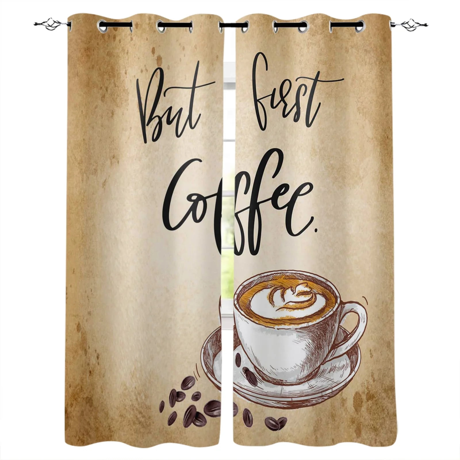 Coffee Poster Decals Black Modern Curtains for Living Room Bedroom ...