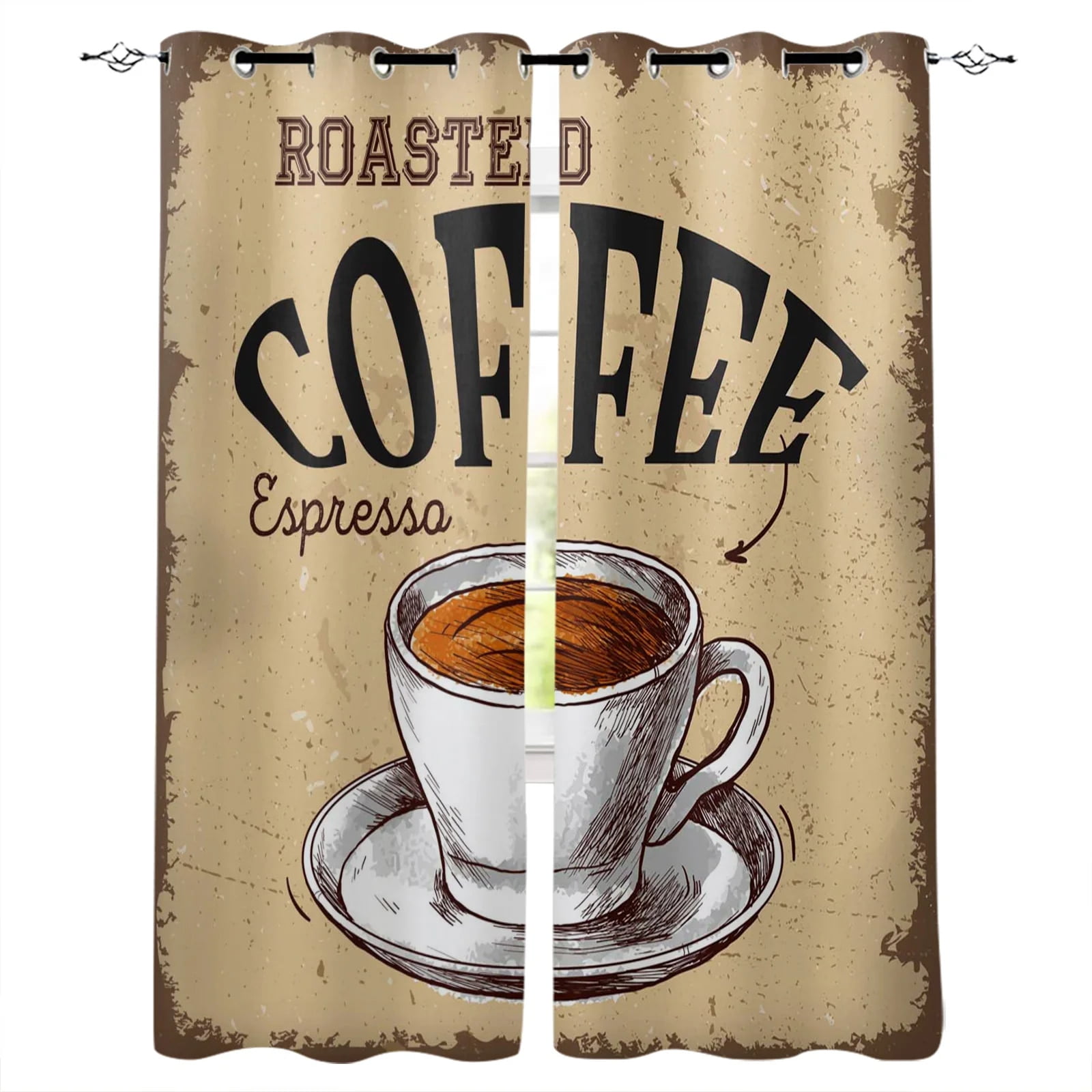 Coffee Poster Decals Black Modern Curtains for Living Room Bedroom ...