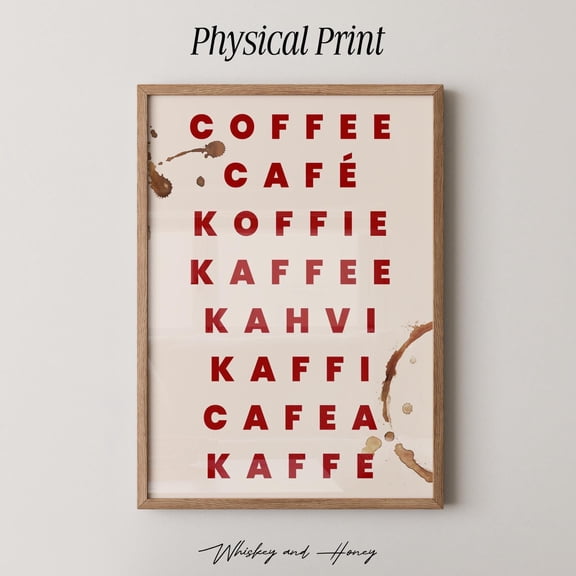 Coffee Poster Kitchen Poster Languages Design , Poster Print Only