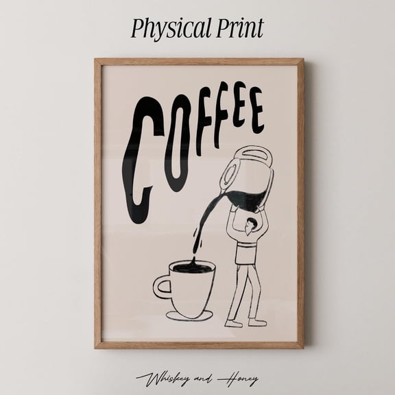 Coffee Poster MidCentury Kitchen Cafe Poster , Poster Print Only