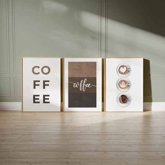 Coffee Poster Trio Modern Kitchen Wall Art Latte Art Decor Neutral Coffee Sign Prints Baristainspired Wall Decor D153 Set 3 Set 3