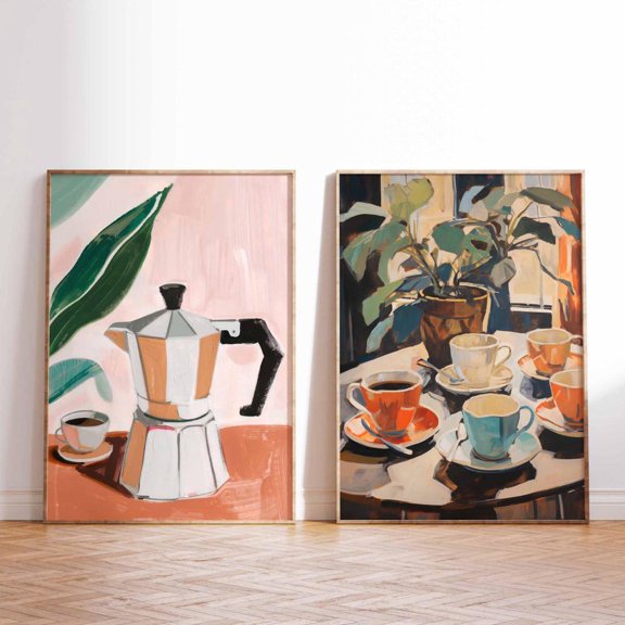Coffee Posters Kitchen Decor Coffee Shop Food Drink Wall Art Set 2 Unframed Paper Print 20x30