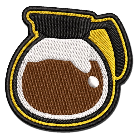 Coffee Pot Applique Multi-Color Embroidered Iron-On Patch - 2.5 Inch Small