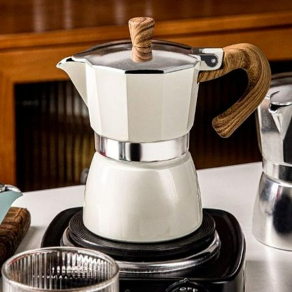 Coffee Pot, Moka Pot Italian Coffee Maker 3 cup/5 OZ Stovetop Espresso Maker for Gas or Electric Ceramic Stovetop Camping Manual Cuban Coffee Percolator for Cappuccino or Latte