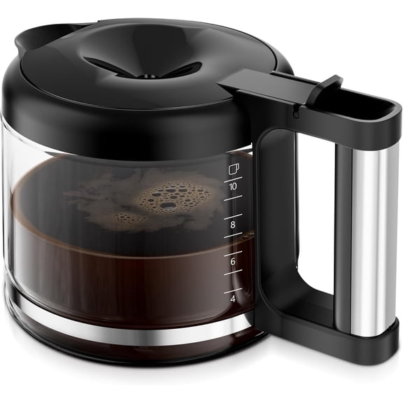 Coffee Pot Replacement for De'Longhi, 10 Cup Carafe Compatible with Delonghi Espresso Machine COM532M 3066 3067 3093 3094 3111 3112 KF140 KF863 & BCO Series (7313283649 / AS00000675)