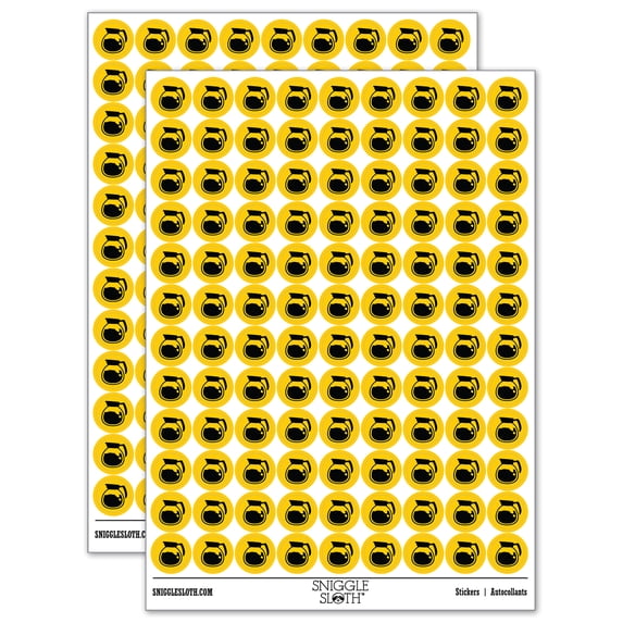 Coffee Pot 200+ Round Stickers - Yellow - Matte Finish - 0.50" Size