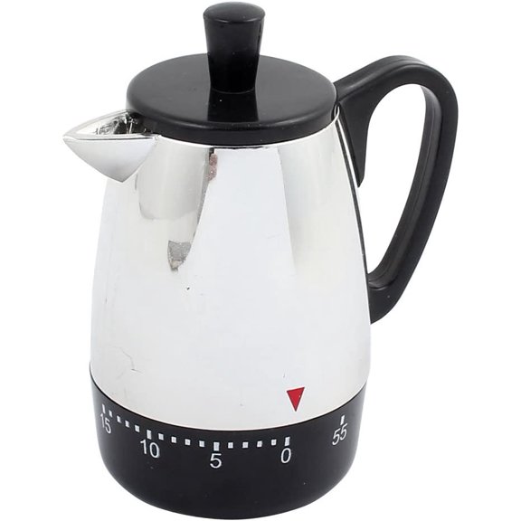 Coffee Pot Shaped Mechanical Kitchen Timer, Battery-Free 60 Min Wind-Up Countdown Timer
