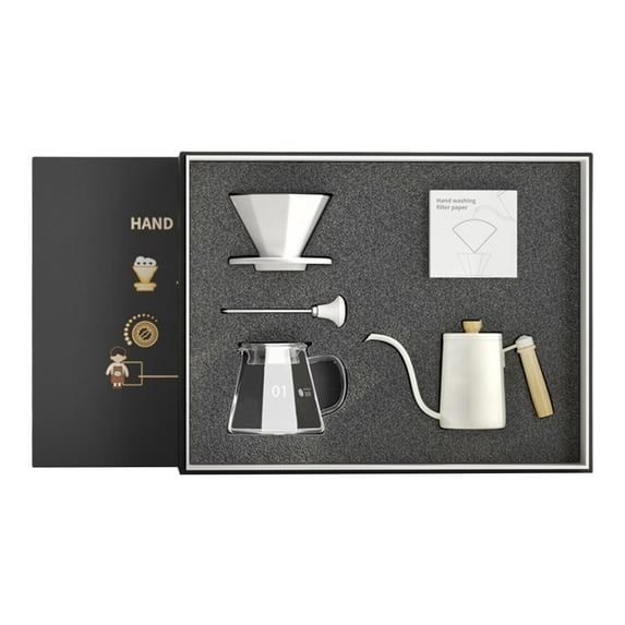 Coffee Pot, coffee Set, Coffee Accessories Coffee Grinder Filters Server Cafe Accessory, Pour over Coffee Maker Set, for Home Indoor white