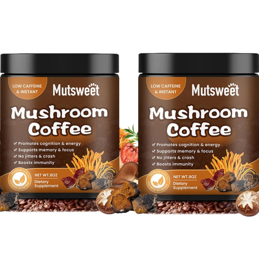 Coffee Powder, Mushroom Powder Blend with Lions Mane - Mushroom Supplement for Immune Support - 16 oz