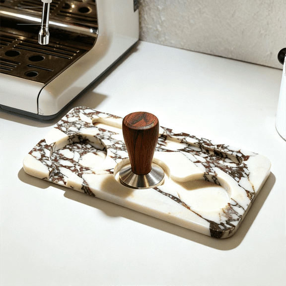Coffee Press Pad Natural Marble Holder Espresso Coffee Machine Handle Organiser Plate Powder Hammer Storage Stand Tamper Mat Barista Tool Home Kitchen Coffee Shop Station