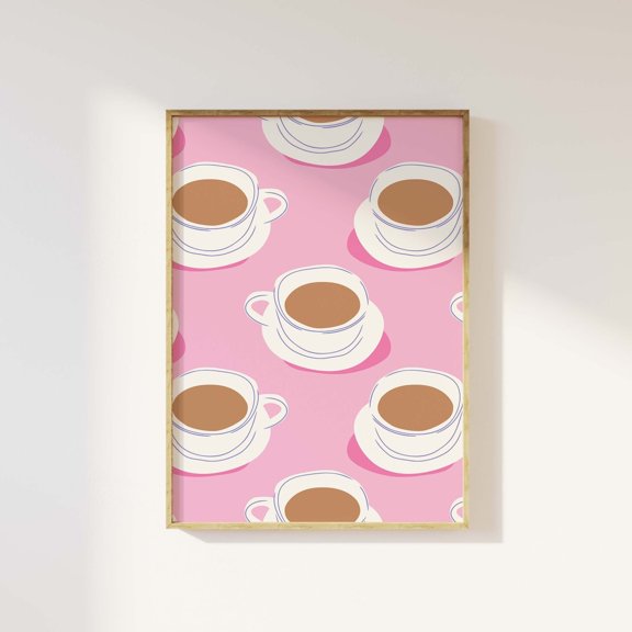 Coffee Print Cute Coffee Bar Decor Trendy Espresso Lover Wall Art, Unframed Canvas 24x36in