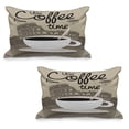 thumbnail image 1 of Coffee Quilted Pillowcover Set of 2, It's Coffee Time Text with Rome Landmark Collesium, Standard Queen Size Pillow Cover for Bedroom, 30" x 20", Tan Grey Yellow, by Ambesonne, 1 of 1