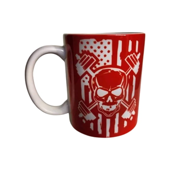Coffee Quips 12 oz Ceramic Mug - Fitness and Workout America Theme - Red
