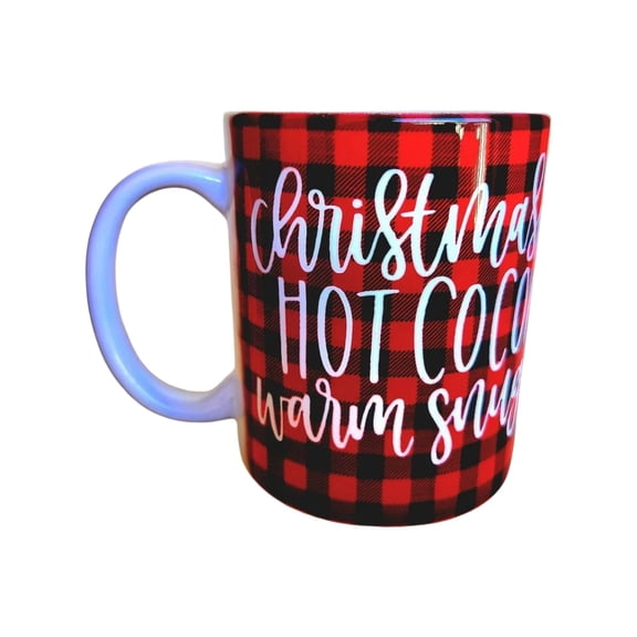 Coffee Quips 12 oz Christmas PJs Warm Snuggle and Hot Cocoa Mugs, Red, Ceramic