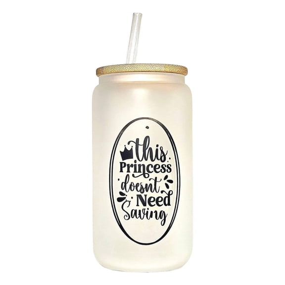 Coffee Quips Crafted This Princess Doesn't Need Saving Glass Can Tumbler