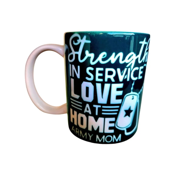 Coffee Quips Mugs 12 oz Strength in Service Army Mom Ceramic Mugs