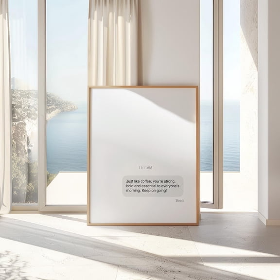 Coffee Quote Text Message Wall Art: Motivational Typography, Unframed Canvas Size 24x36