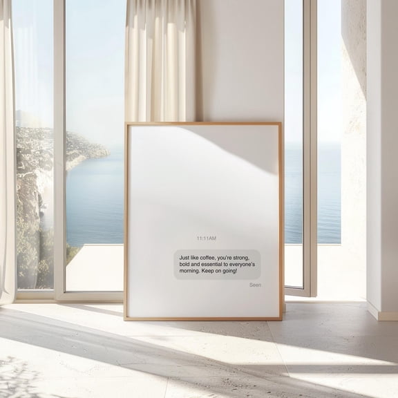 Coffee Quote Text Message Wall Art: Motivational Typography Unframed Paper Print