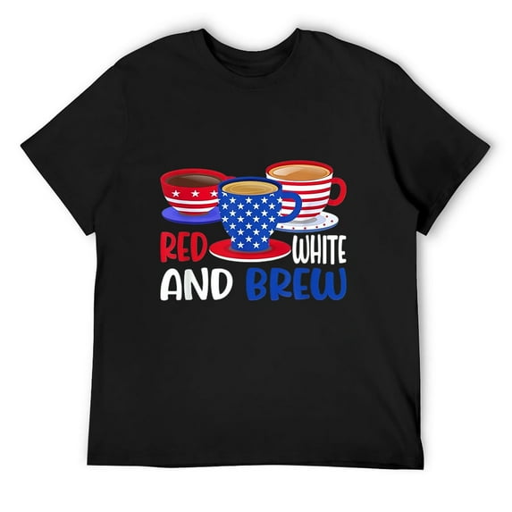 Coffee Red White And Brew 4th Of July Patriotic Women Men T-Shirt Black 2X-Large