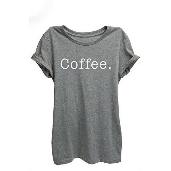 Coffee. Relaxed T-Shirt Tee - Women - Heather Grey WHT PRNT - XX-Large