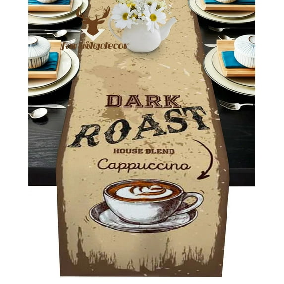 Coffee Retro Style Cappuccino Table Runner Home Wedding Table Flag Mat Centerpieces Decoration Party Dining Long Tablecloth