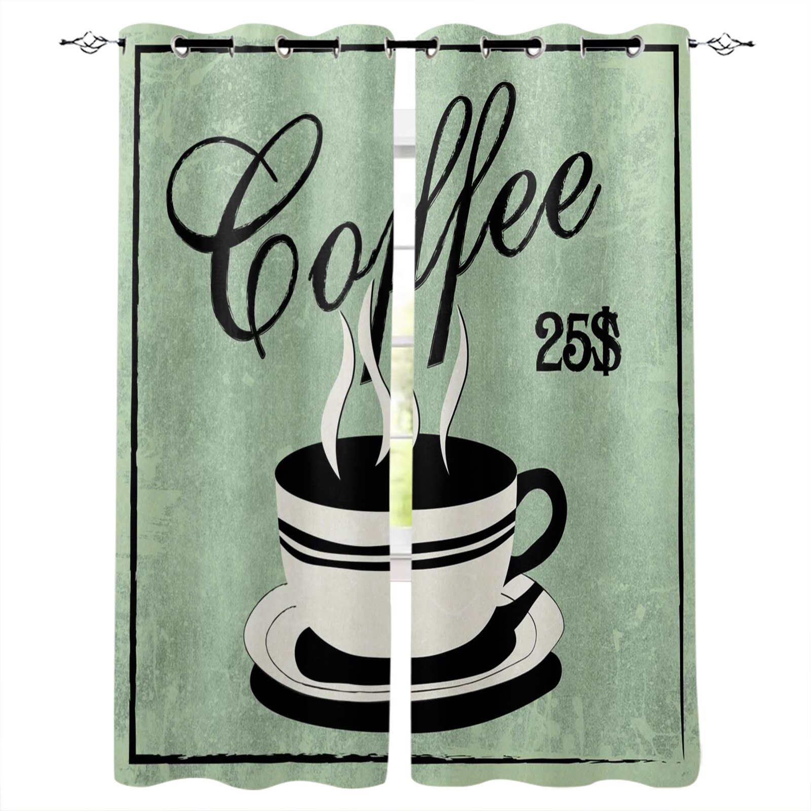 Coffee Retro Style Curtains For Living Room Bedroom Window Treatment