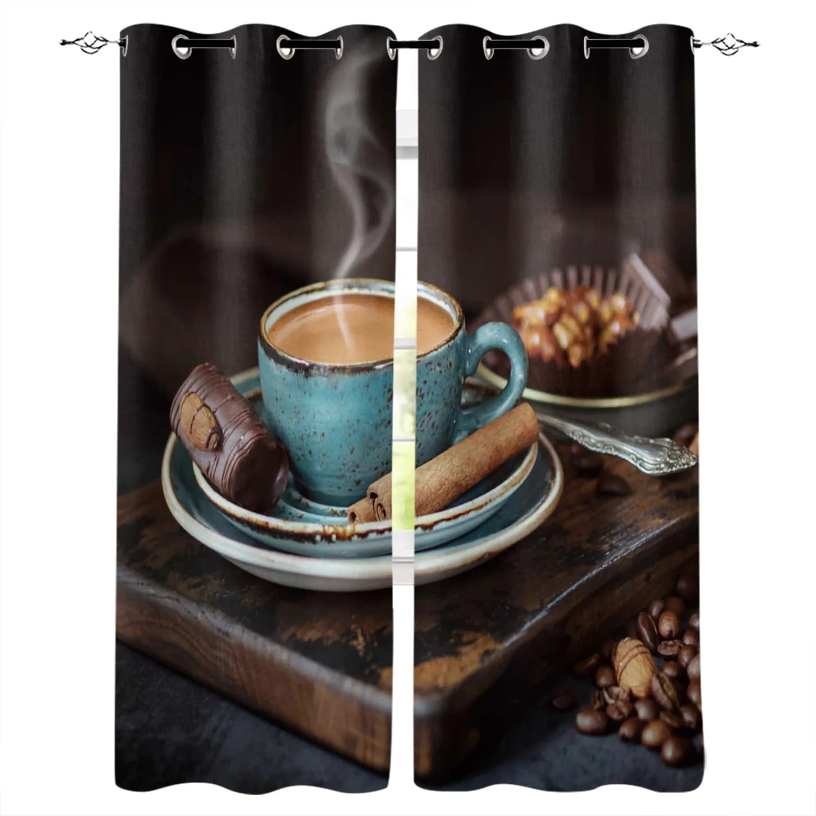 Coffee Retro Style Curtains For Living Room Bedroom Window Treatment
