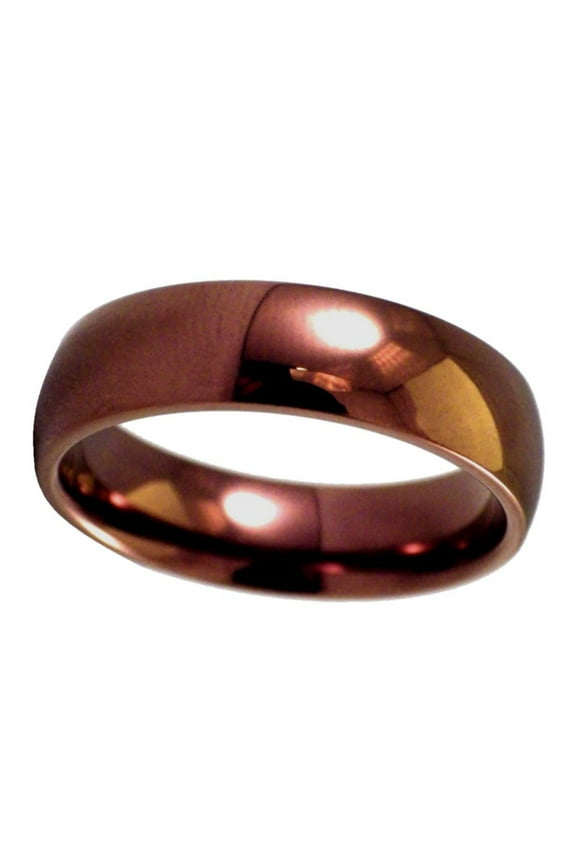 Coffee Ring Mens Womens Copper Color Stainless Steel Wedding Band Fantasy Forge Jewelry