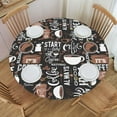thumbnail image 1 of Coffee Round Fitted Tablecloth with Elastic 45-50 Inch, 1 of 4
